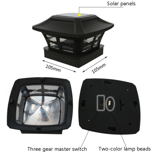 Lampe de colonne solaire extérieure de 4 pouces blanche + lampe de jardin claire blanc chaud (blanc) SH201B746-07