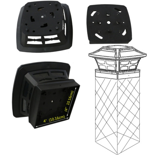 Lampe de colonne solaire extérieure de 4 pouces blanche + lampe de jardin claire blanc chaud (noir) SH201A1969-07