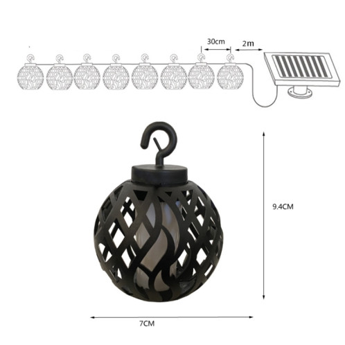 6 en 1 Solar Flame Ball Light String Outdoor Solar Courtyard IP44 Lumière imperméable SH9002239-06