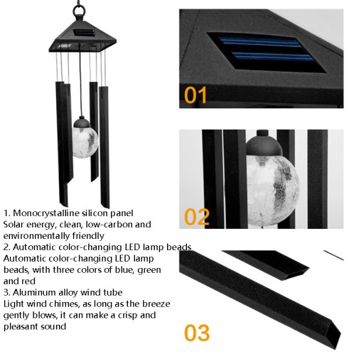 Lampe de vélo de vent solaire de plein air, étanche en acier inoxydable suspendu lampe de décoration de lampe de décoration SH98971618-06