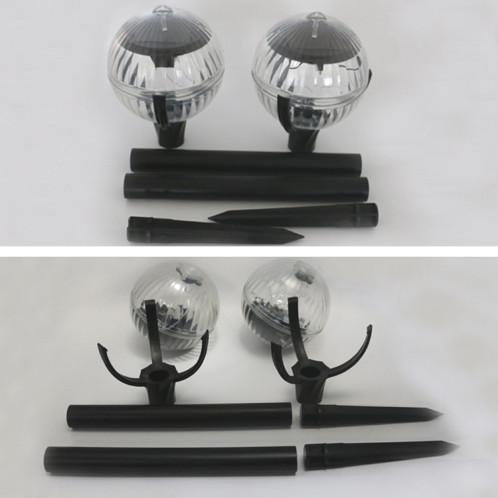 2 PCS Contrôle de la lumière Lampe à gazon solaire Lumières de jardin extérieures (lumière chaude) SH501A1097-06