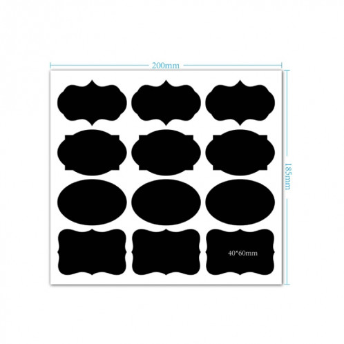 50 ensembles de bouteille amovible étanche effaçable peut autocollant en PVC Blackboard 12pcs / Set 200x185mm SH6207306-07