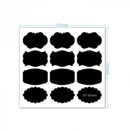 50 ensembles de bouteille amovible étanche effaçable peut autocollant en PVC Blackboard 12pcs / Set 155x145mm SH62081337-07