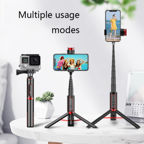 Bluetooth Selfie Stick avec Trépied Multi-Fonctionnalité Téléphone mobile Fill Light Light Live Support (Noir) SH001B529-07