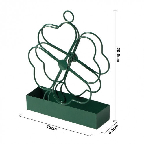 Support de bobine de moustique en fer forgé à suspendre simple, portable, ignifuge, plateau de bobine de moustique, brûleur d'encens, ornements d'herbe à quatre feuilles (vert encre) SH37011422-05