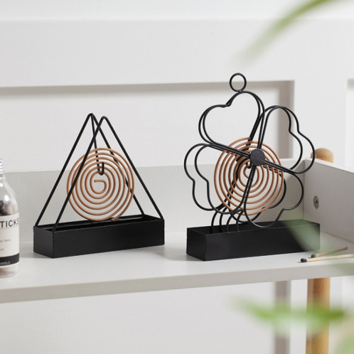 2 PCS Porte-moustiche en fer forgé simple suspendu Porte-moustiche de moustiche de moustiche ignifuge de moustiche de moustiche de bobine de bobine d'encens brûleur d'encens ornements à quatre feuilles d'herbe (noir) SH3702897-05