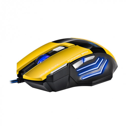 IMICE X7 2400 DPI Souris de jeu câblé à 7 touches avec lumière de respiration colorée, longueur du câble: 1,8 m (version de la boîte de couleur jaune du coucher du soleil) SI201D599-07