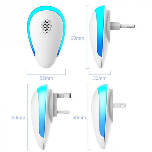 Dual-fréquence Ultrasonic Mosquito Repellent Insectif Ménage Répulcient pour femmes enceintes et enfants, Spécifications du produit: Plug UE (blanc) SH903A391-07
