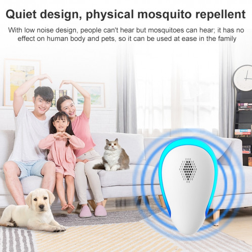 Dual-fréquence Ultrasonic Mosquito Repellent Insectif Ménage Répulcient pour femmes enceintes et enfants, Spécifications du produit: Plug UE (blanc) SH903A391-07