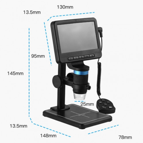 Microscope électronique de 5 pouces 1080p HD USB Réparation Réparation Loupe Loupe SH0703693-06