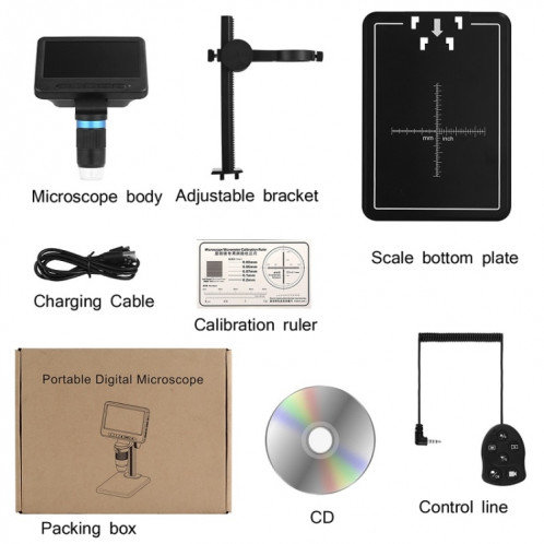 Microscope électronique de 5 pouces 1080p HD USB Réparation Réparation Loupe Loupe SH0703693-06