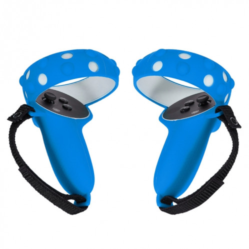 2 Ensembles GS092 Contrôleur de poignée Couvercle de protection en silicone anti-chute et couverture tout compris anti-perte pour Oculus Quest 2 (Bleu) SH001A823-07