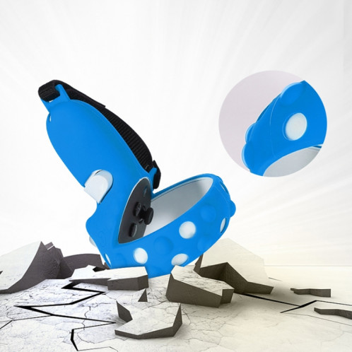 2 Ensembles GS092 Contrôleur de poignée Couvercle de protection en silicone anti-chute et couverture tout compris anti-perte pour Oculus Quest 2 (Bleu) SH001A823-07