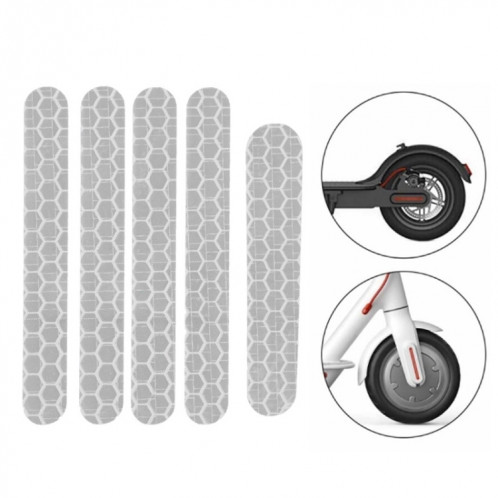 5 PCS Scooter Stickers Curseur réfléchissant Scooter Scooter ScanGuard Sticker réfléchissant pour Ninebot ES1 (blanc) SH18081751-06