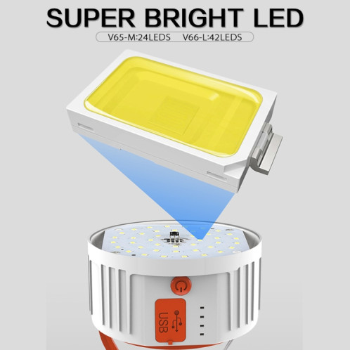 Ampoule solaire à LED Lampe de secours domestique Lampe de marché nocturne mobile, Style: V65 8W 24 LED 2 Batterie + Puissance de sortie SH6602901-07