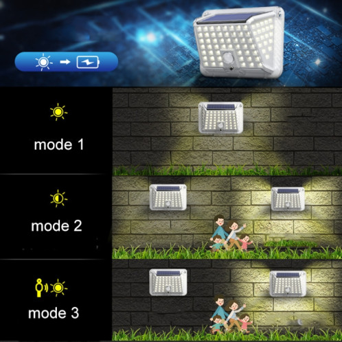 90 LED mur de mur solaire Jardin à quatre côtés lumineux lumineux lumineux de corps humain induction à induction imperméable lumière extérieure SH82011665-07