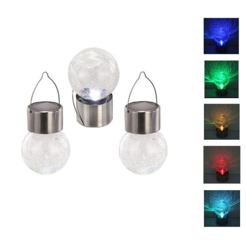 12 PCS Crackle Ball Lustre solaire Cour de jardin extérieur Cour de vacances Décoration de vacances avec clip (lumière colorée) SH801C1415-05