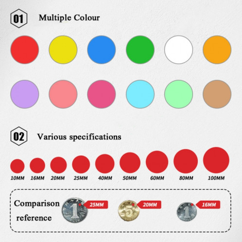Couleur Autocollant de papier revêtu à haute viscosité, Livraison de couleurs aléatoires, Taille: diamètre 15mm SH89011438-05