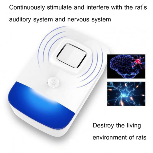 Moustiquaire ultrasonique Eectronic Mosquito Répulsif de la conversion de fréquence haute puissance Souris Répenses Spécifications: Plug UE (Blanc) SH202A1182-06