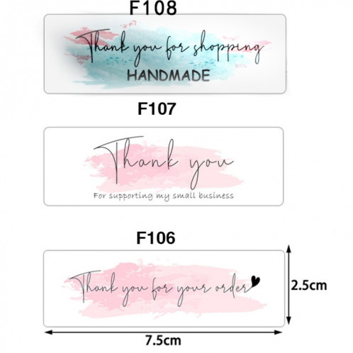 10 Rolls Rectangle Merci Sticker Label (F108) SH501C1324-05