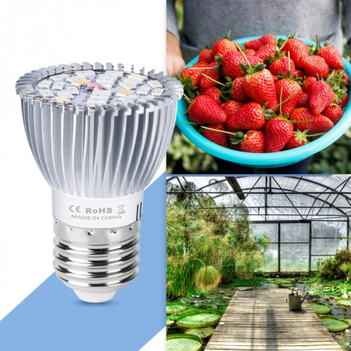 2 PCS LED Lampe de croissance des plantes Full Spectrum plante Remplissage Coupe légère, Puissance: E27 18 Perles SH4801565-07