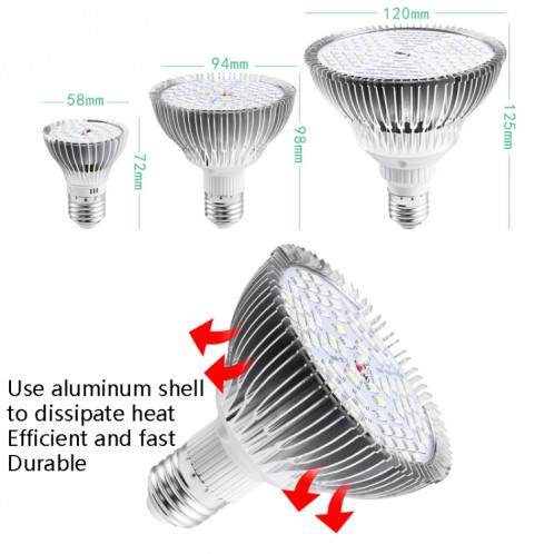 Lampe de croissance de plante LED Spectral Spectral E27 Plant Fill Light, Puissance: 30W 40 Perles de lampe SH5101125-07