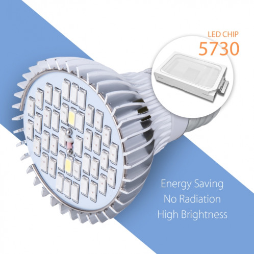 Lampe de croissance de plante LED Spectral Spectral E27 Plant Fill Light, Puissance: 30W 40 Perles de lampe SH5101125-07