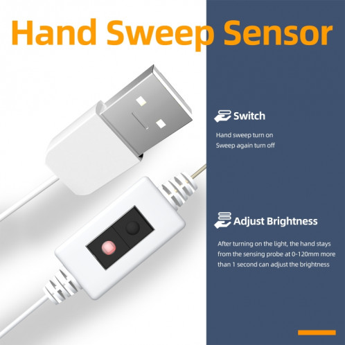 2M non imperméable à LED de plantation de plantation de remplissage de la courroie de lumière USB HAND SCAN DIMMING SPECTRUM Lampe de plante intérieure SH720780-07