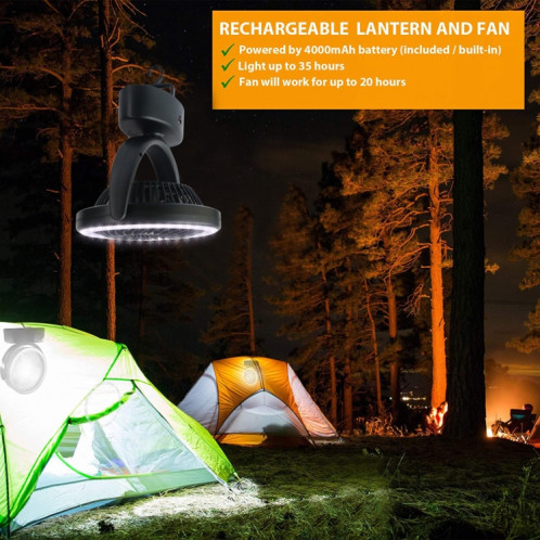 YQ-8004 USB Chargement en plein air Fan Multifunction Camping Multifunction Tente LED (Noir) SH901A1315-07