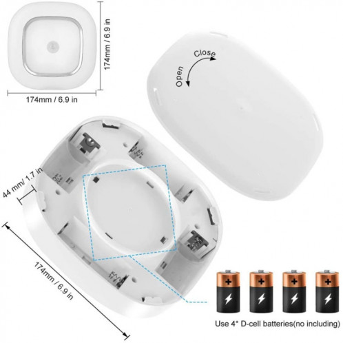 1145 Plafond de plafond de l'induction du corps humain Installation sans fil Plafonnier de batterie (Coque blanche Blanc) SH001A1349-06