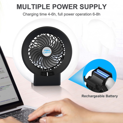 TW-8003 Ventilateur portable de camping rechargeable de camping de camping en plein air (noir) SH301A319-06