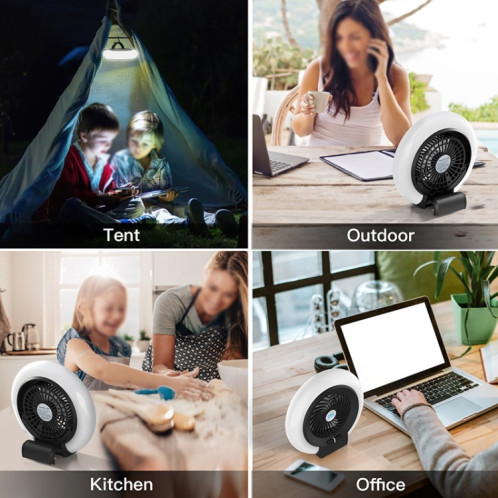 TW-8003 Ventilateur portable de camping rechargeable de camping de camping en plein air (noir) SH301A319-06