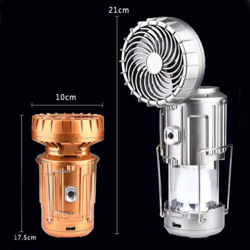 Ventilateur solaire extérieur lumière Camping Light Portable Interrupteur Stretch Horse Lantern, Fiche UE, Type: 9399F Argent SH6804139-07