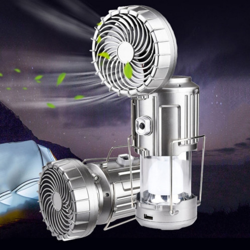 Ventilateur solaire extérieur lumière Camping Light Portable Interrupteur Stretch Horse Lantern, Fiche UE, Type: 9399F Argent SH6804139-07