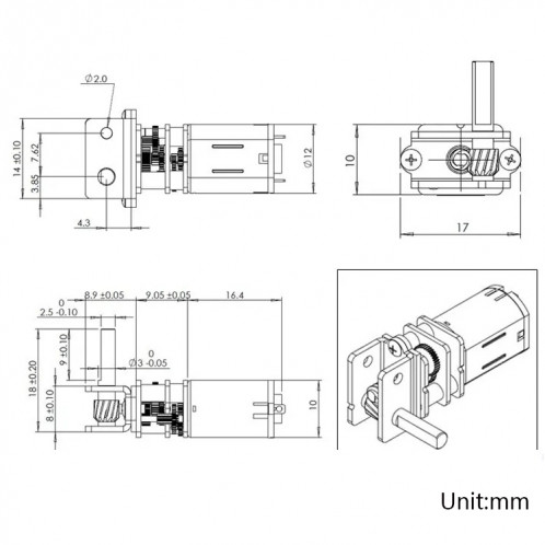 GW12N20 Verm Engrenage Moteur à basse vitesse Ultra mini Mini Moteur auto-bloquant d'alimentation pour robot de voiture intelligent (12V 200RPM) SH201H902-07