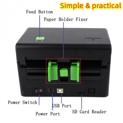 XP-108B 4 pouces d'étiquette 108mm Imprimante thermique imprimante d'imprimante d'expédition d'étiquettes d'expédition UPS DHL USPS DPD Pochta USB Code bar USB Code à barres, Modèle: USB + Bluetooth version SX98021236-07