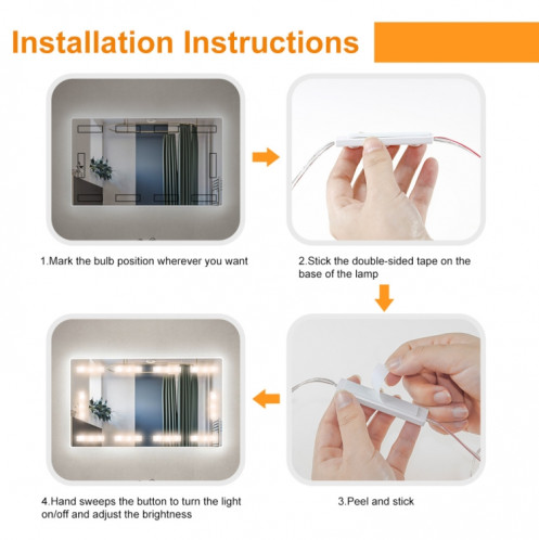 6 en 1 LED miroir LED Lampe frontale USB Capteur infrarouge de maquillage SH2902932-08