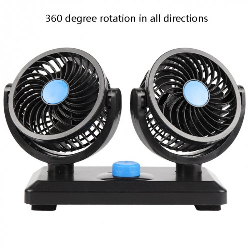 Ventilateur de voiture Mini portable Mini Ventilateur électrique à deux têtes de voiture à deux têtes, Couleur: Bleu 12V briquet SH9001281-05