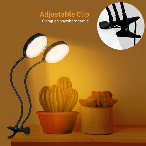 Lampe de croissance de plante LED CLIP Télécommande USB Etanche Spectral Spectral Spectral Naturel Plantation Plantation Lumière, Puissance: 30W Deux Head SH71021800-07