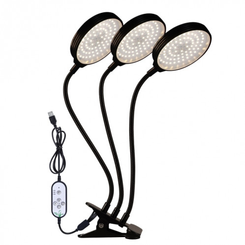 Lampe de croissance de plante LED CLIP Télécommande USB Etanche Spectral Spectral Spectral Naturel Plantation Lumière, Puissance: 45W Trois Head SH7103922-07
