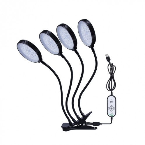 Lampe de croissance de plante LED USB Coup de contrôle de la télécommande étanche Spectral plein Spectral Naturel Plantation de plantation de plantation, Puissance: 60w Quatre Head SH71041033-07