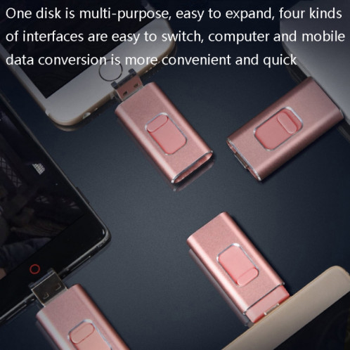 256GB SH02 USB 3.0 + 8 broches + MIRCO USB + type-C 4 sur 1 ordinateur mobile U-Disk avec fonction OTG (Noir) SH205A136-07