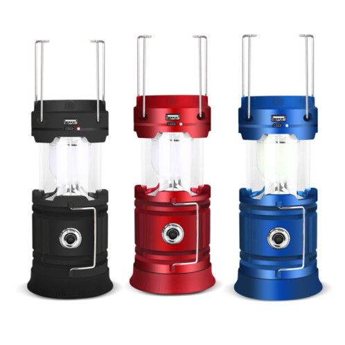 5803 Lampe de camping solaire en plein air LED PORTABLE PORTABLE PORTABLE SORTIE USB (Noir) SH801A800-07