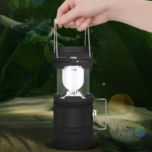 5803 Lampe de camping solaire en plein air LED PORTABLE PORTABLE PORTABLE SORTIE USB (Noir) SH801A800-07