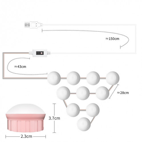 Miroir de maquillage à LED Miroir Beauté avant Remplissage Lampe Sensation de balayage de la main, source d'alimentation: 10 ampoules SH0503276-07