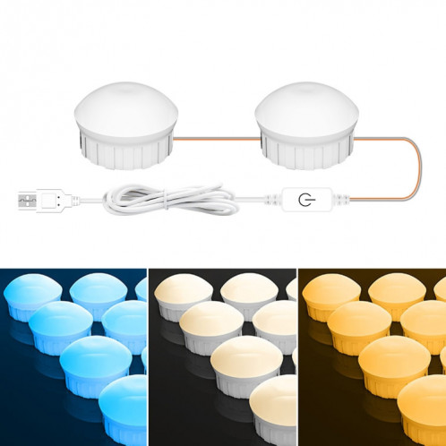 2 LEDs Cosmétic Chambre Salle de bain Miroir Front Lumière USB Lumière de gradation à trois couleurs SH2001334-07