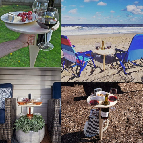 Table à vin pliante portable extérieure Table de plage extérieure, couleur: double couche couleur bois SH7102511-07