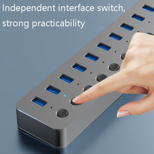 Splitter USB Blueend Splitter Alliage Aluminium QC Expander à charge rapide, Nombre d'interfaces: 7 ports (12V2A Power) SB7601729-07