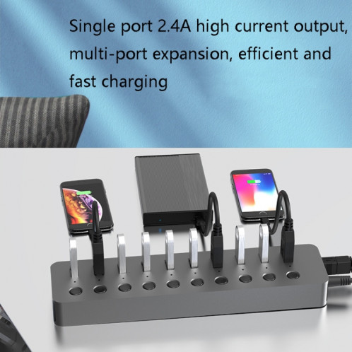 Splitter USB Blueend Splitter Alliage Aluminium QC Expander à charge rapide, Nombre d'interfaces: 7 ports (12V2A Power) SB7601729-07