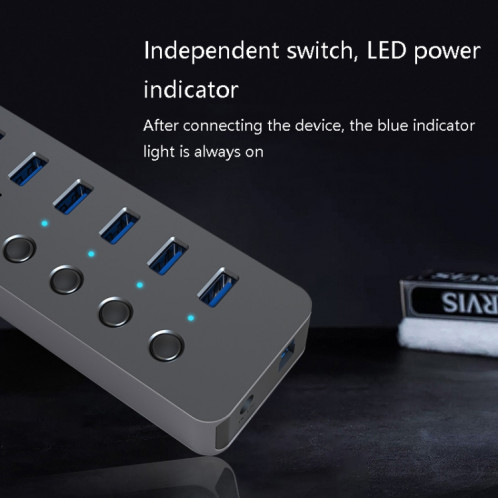 Splitter USB Blueend Splitter Alliage Aluminium QC Expander à charge rapide, Nombre d'interfaces: 7 ports (12V2A Power) SB7601729-07